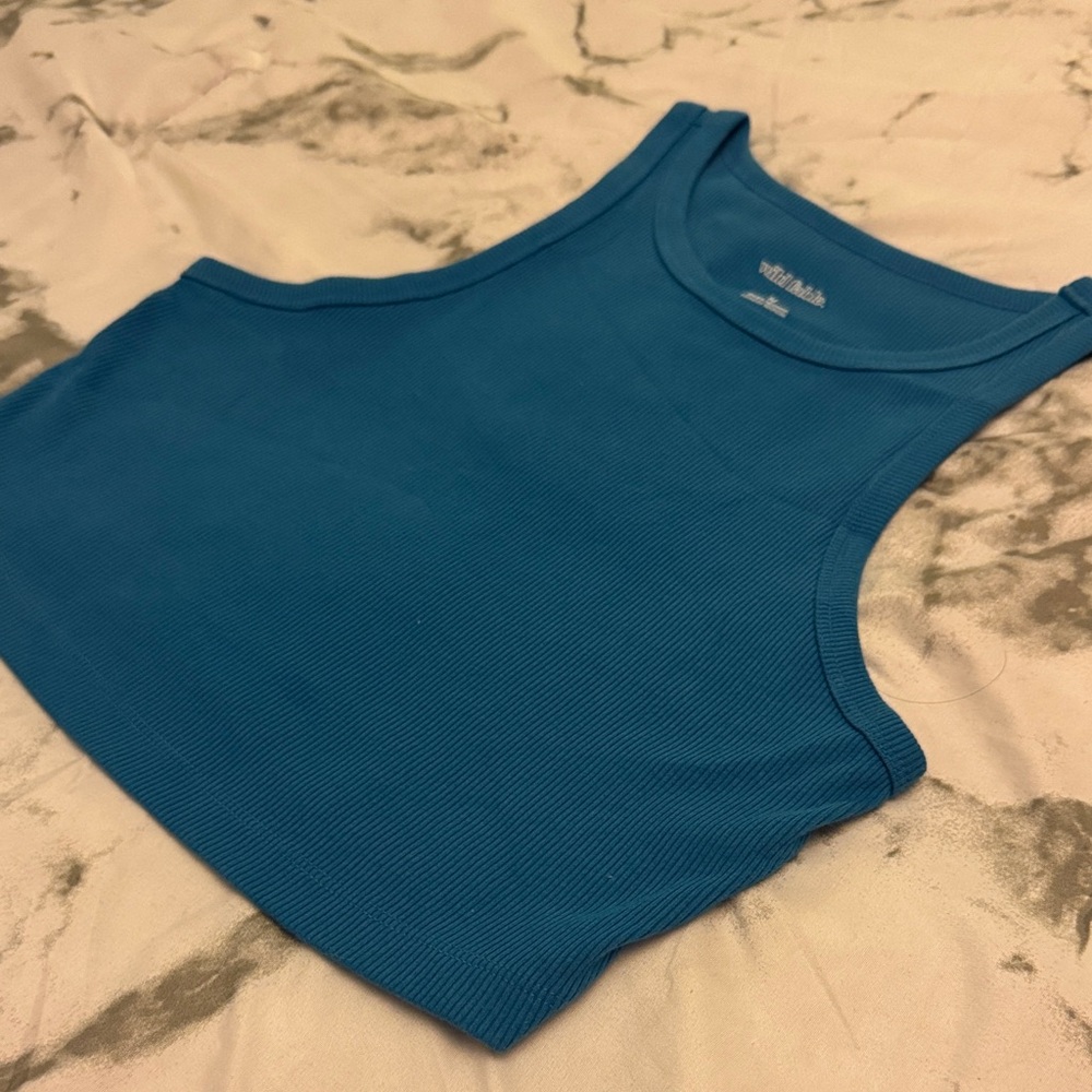 Wild Fable Teal Ribbed Crop Top - Picture 3 of 4